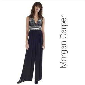 Anthropologie Morgan Carper Women Catalina Embroidered Jumpsuit Black size 00P